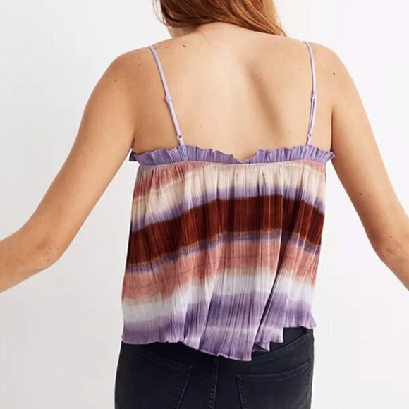 MADEWELL by J Crew Textured Micropleat Tank Top in Ombré Rainbow adjustable XL - Picture 5 of 16